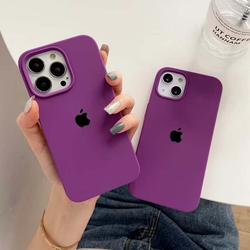 Capa Case capinha cor ROXO Premium Apple"silicone case aveludada dentro iPhone 5SE 11 12 13 14 15 ao 16 PRO MAX