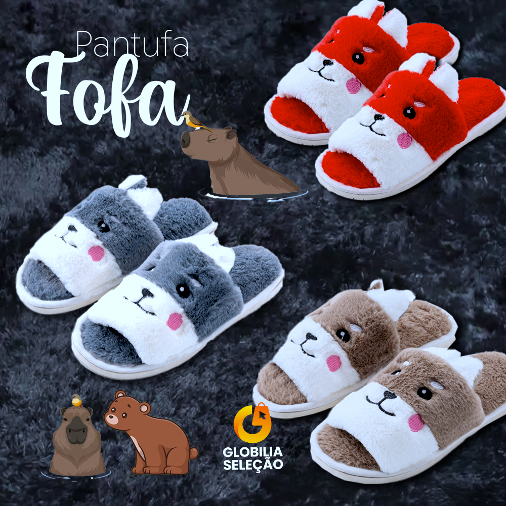 Pantufa Chinelo De Casa Masculina Feminina Menino Menina Pelúcia KT8579CA