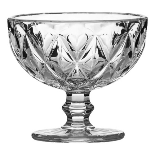 Conjunto Jogo de 6 taças sobremesa diamound diamante 300ml sorvete transparente