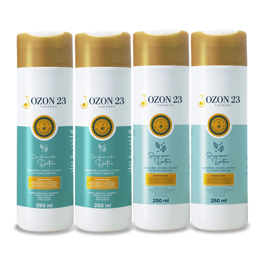 Kit 2 Shampoo e 2 Condicionador Detox Ozonizado 250ml
