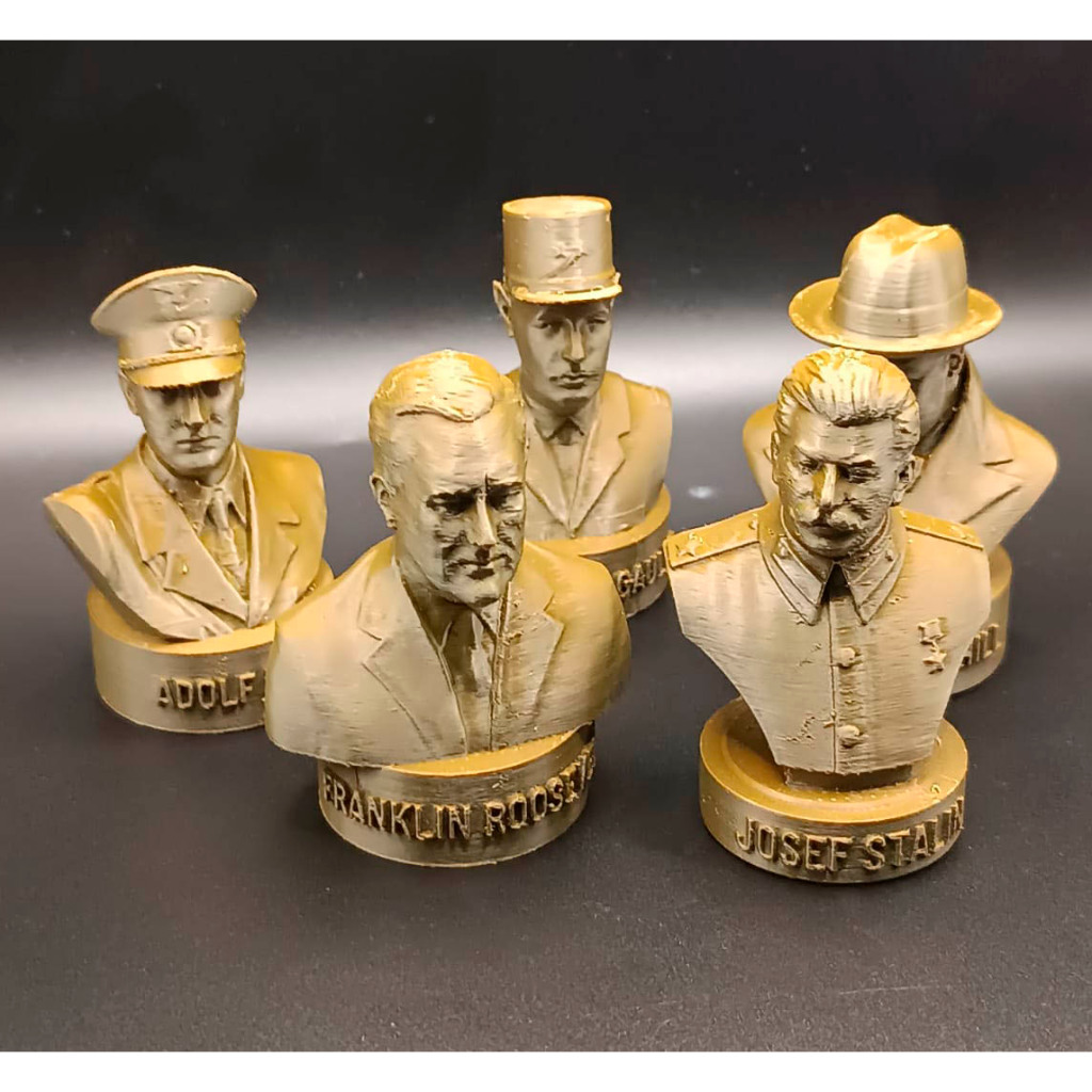 Esculturas Bustos Kit 5 Líderes Segunda Guerra Mundial Roosevelt Stalin Churchill De Gaulle Hitler