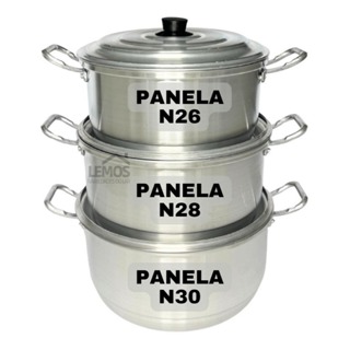 Jogo de panelas Caçarola Grande de Alumínio Grosso 3 Peças Nº30 / Nº28 /Nº26 Hotel Restaurante em Oferta na Shopee