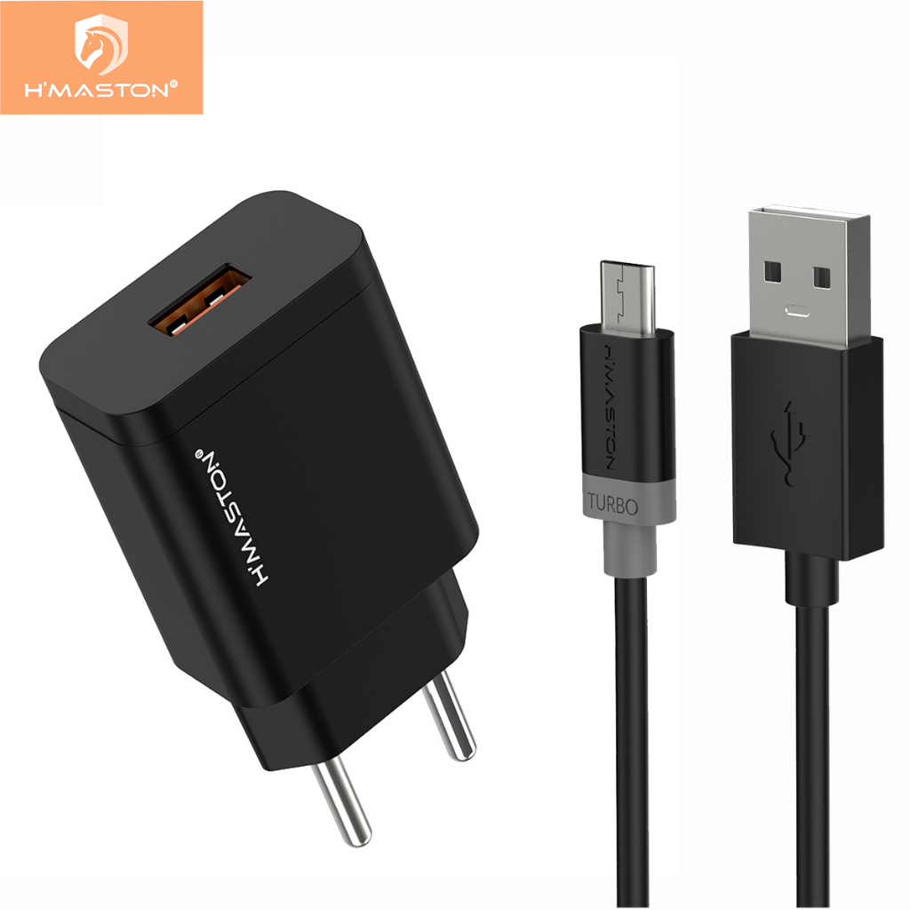 H'maston Y59 Carregador Fonte Turbo 30W USB com Cabo Tipo- C Ou Lightning Carga Rápida