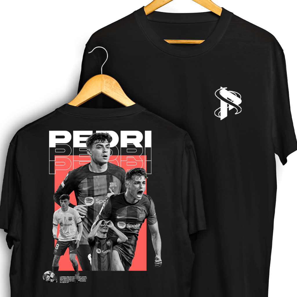 Camiseta Pedri Visca Barça Frente e Verso Streetwear Blusa Camisa Futebol 100% Algodão