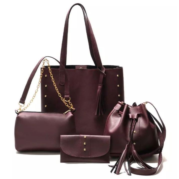 Kit 4 Bolsa Feminina Sacola Carteira Feminina Ombro Tiracolo Bolsas Femininas Meninas Carteira Bolsas Transversal