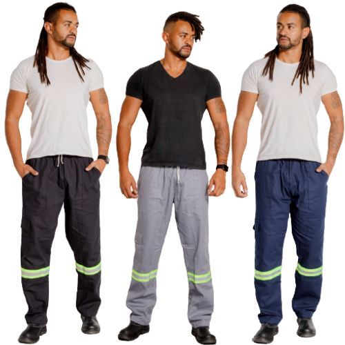 Kit 3 Calça Brim Cargo De Uniforme Mecânico Brim Refletivo Tamanho Grande PLUS SIZE 38