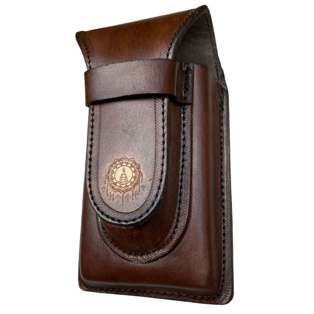 Capinha Porta Celular De Couro Legítimo Com Bainha Para Canivete De Botar No Cinto Country