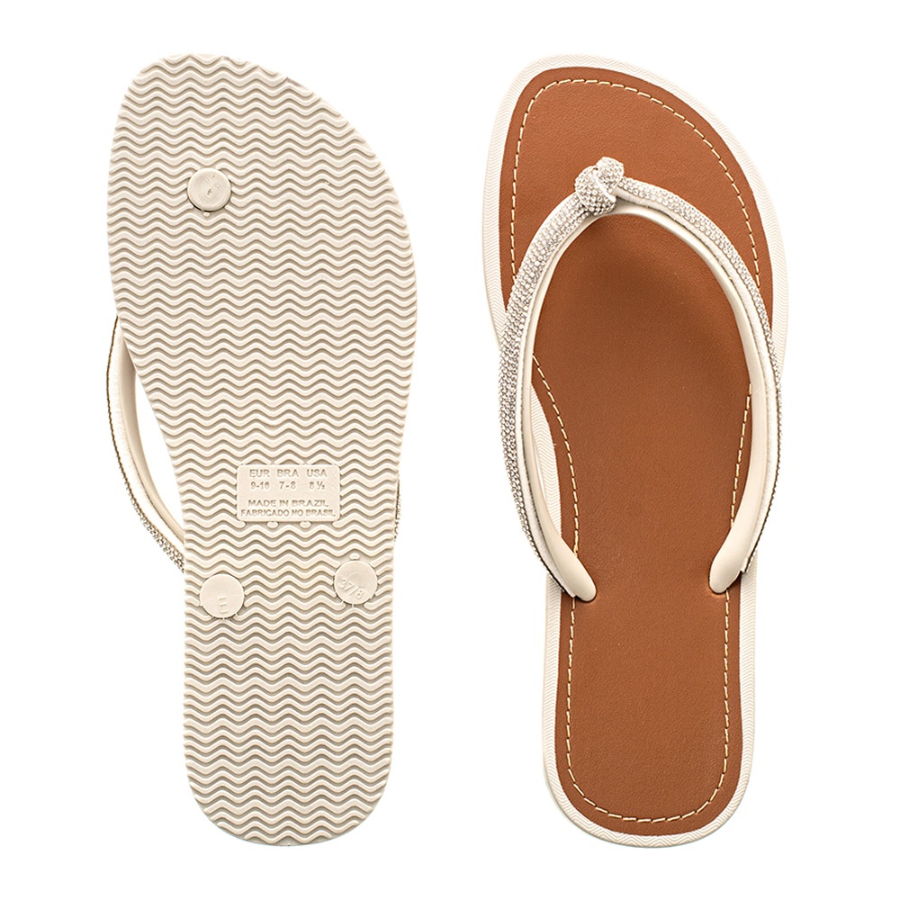 Chinelo Rasteirinha Feminino Redondo Tira Brilho Strass Arejado Tendência Pedraria Glitter Moda Versatil Dias Quentes