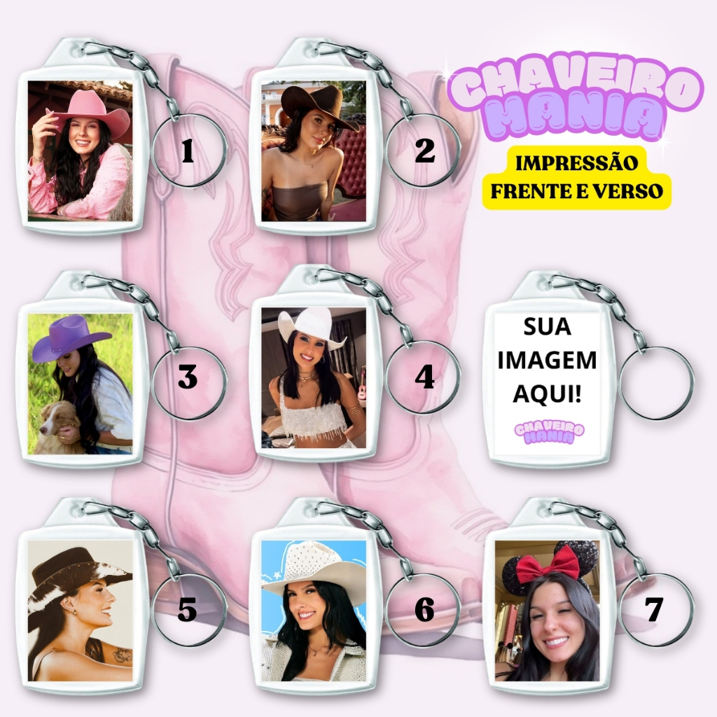 Chaveiros Ana Castela - Tamanho 3x4cm, alta qualidade de impressão. em Oferta na Shopee