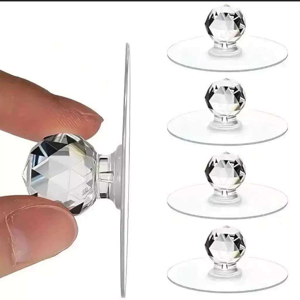Puxador De Cristal 2 pcs Auto-Adesivos Para Tampa Sanitária Moveis Gaveta Sem Furos Em Forma De Acrílico em Oferta na Shopee
