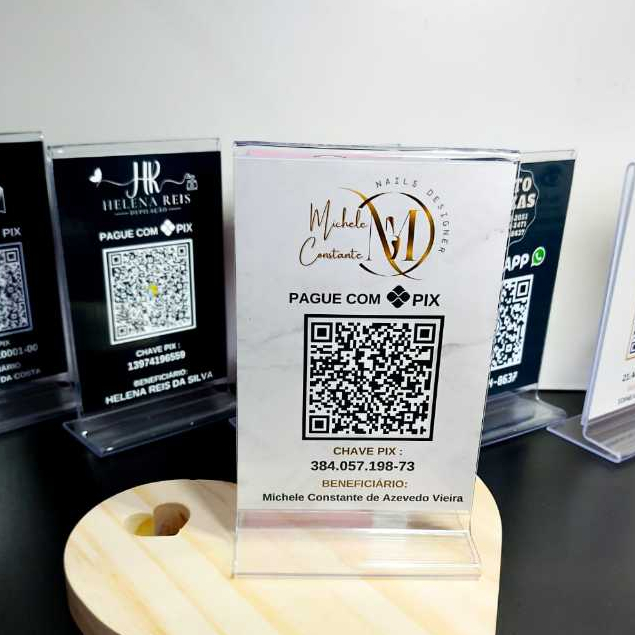 Placa Pix Qr Code Personalizada Display 10x15 T A6 Acrílico Balcão Mesa Pix Qr Code em Oferta na Shopee