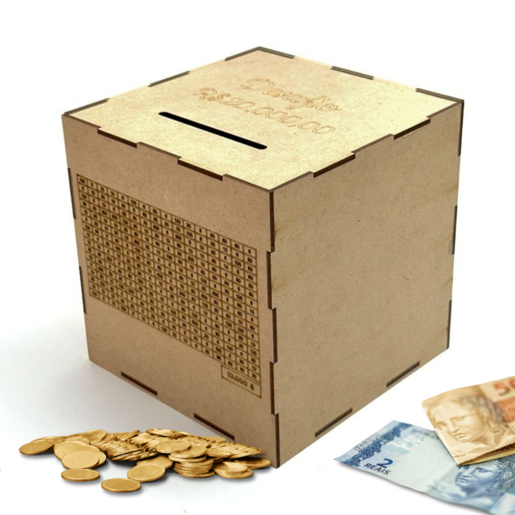 Cofre Mdf Desafio Depositos Guarda Dinheiro 1Mil 5Mil 10Mil 20Mil em Oferta na Shopee