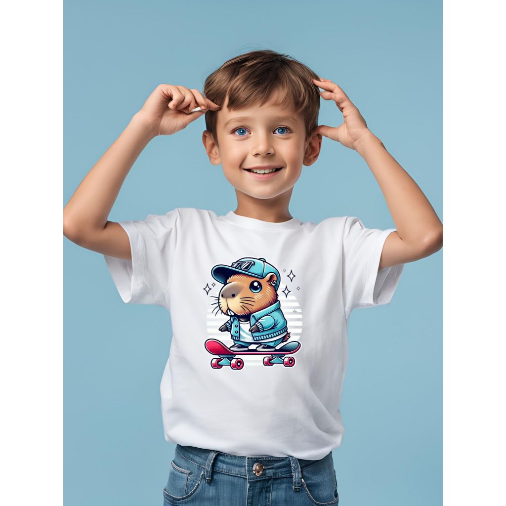 Camisa Camiseta Infantil Juvenil de Capivara Masculino Fofo Sublimação