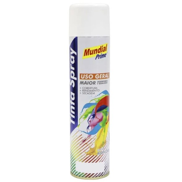 Tinta Spray Uso Geral Branco Brilhante 400ml Mundial Prime em Oferta na Shopee