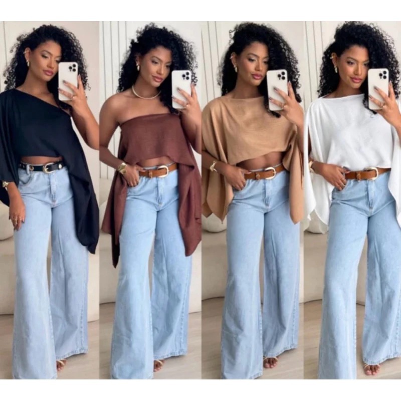 Blusa bata Capa Feminina + Cropped Estilo Boho chic Multi Formas tendência verão 2025