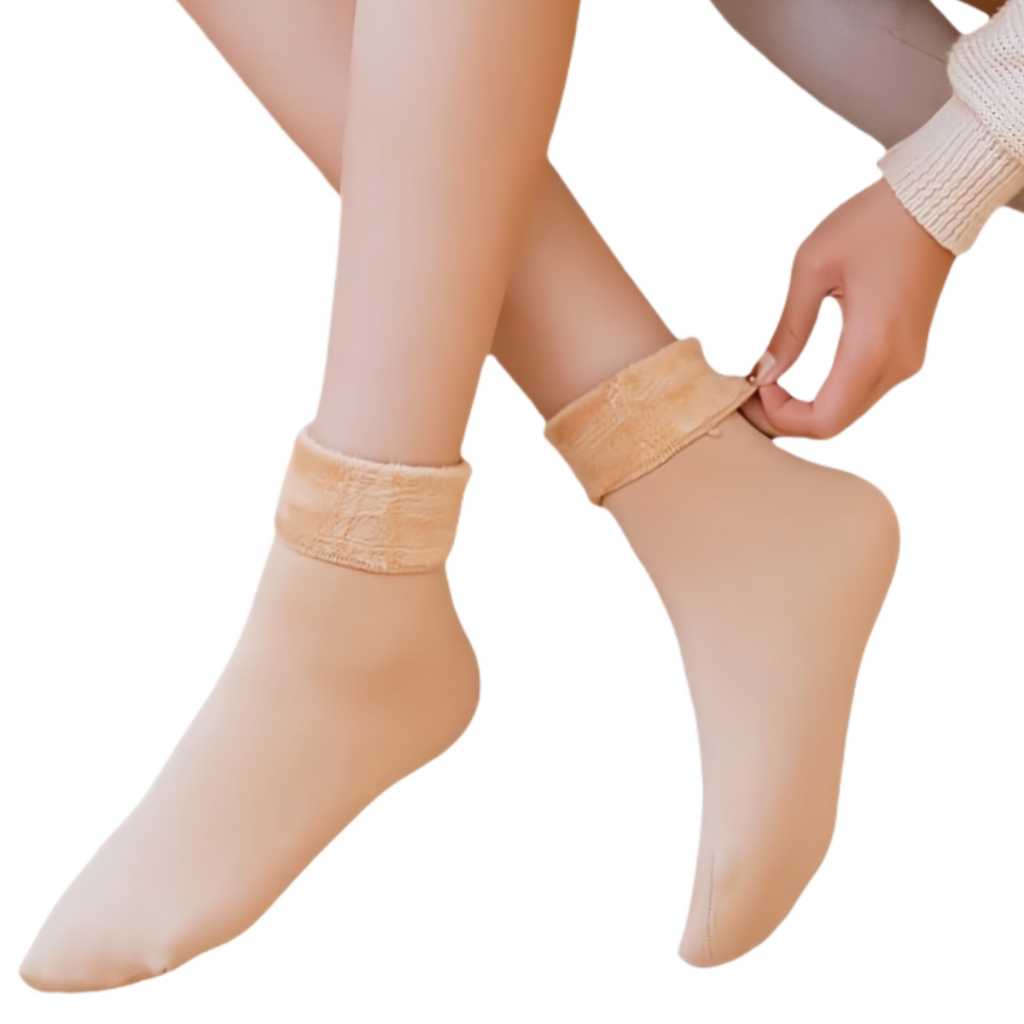 Z&D Lingerie kit 2 Pares Meia Termica Feminina Cano alto de Lã Grossa Peluciada Meia de Inverno