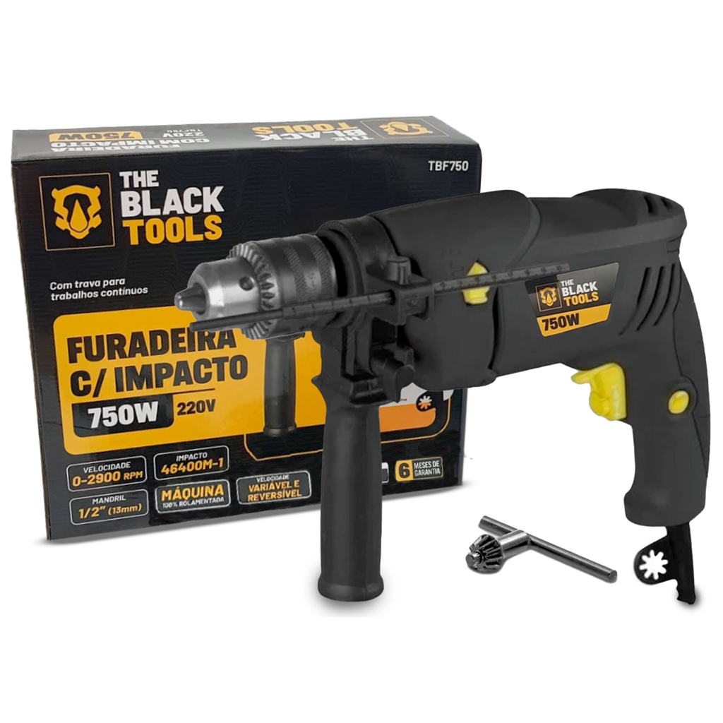 Furadeira De Impacto 13mm 1/2 Pol 750w Profissional The Black Tools em Oferta na Shopee