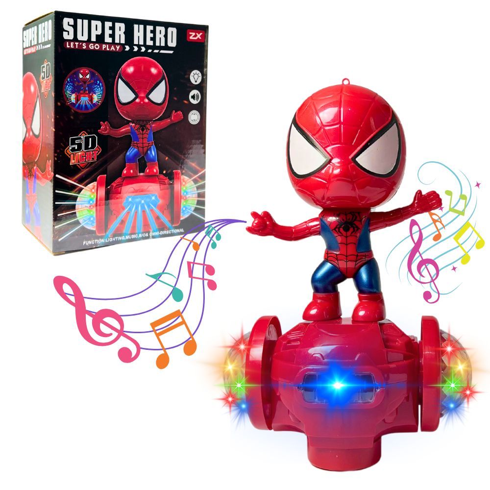 Robô Homem Aranha Dançante com Luzes Som e Movimento para Encantar