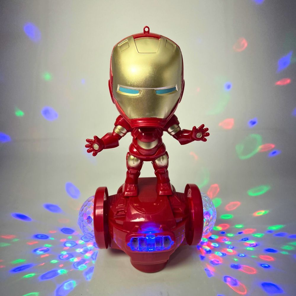 Homem de Ferro Brinquedo Robô Dança Luzes e Som Bate Volta Herói Iron Man Marvel Brinquedo Infantil
