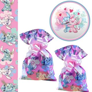 40 SACOLINHA STITCH & ANGEL ROSA SURPRESA  20x29 CROMUS em Oferta na Shopee