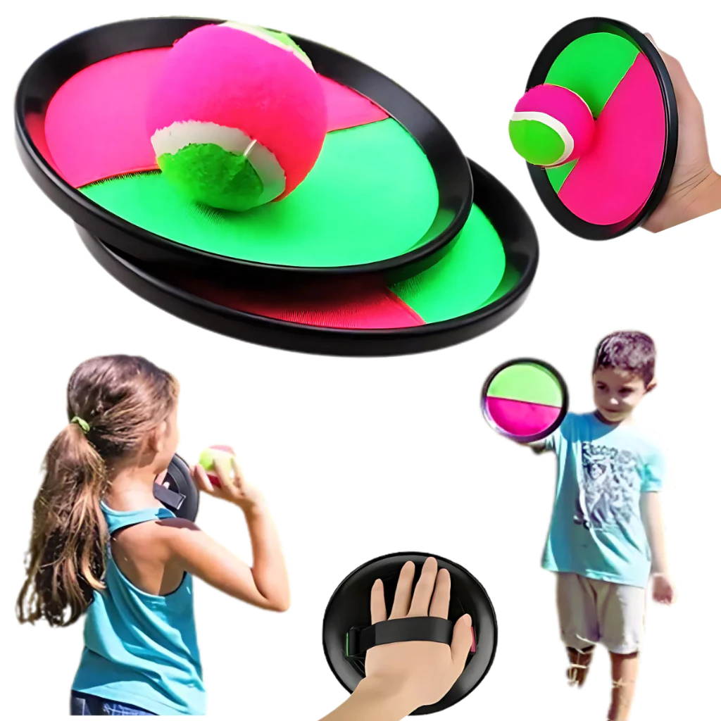 Kit 2 Raquete Velcro + Bolinha Bateu Colou Brinquedo Frescobol Tenis Bate Gruda em Oferta na Shopee