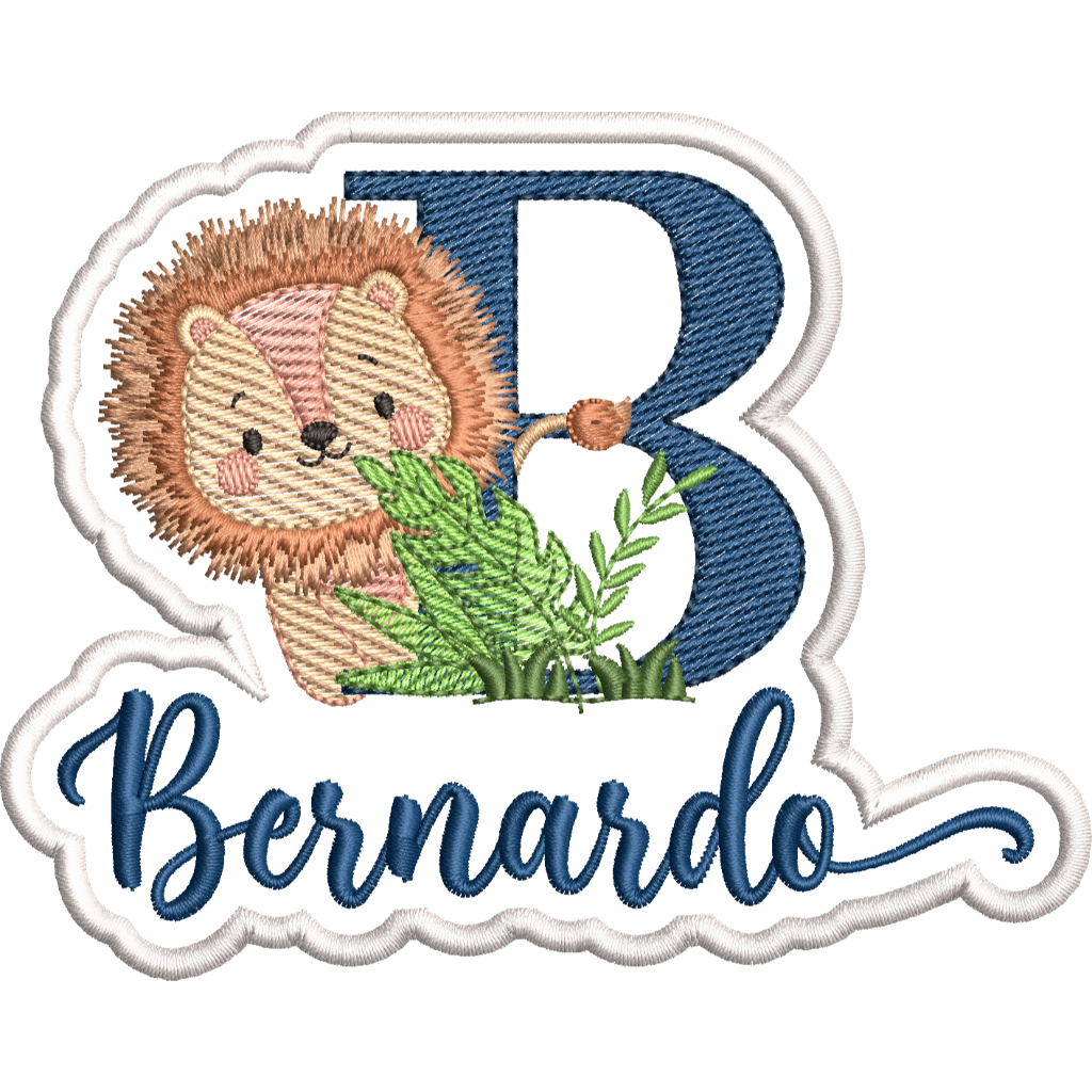Patch Aplique Bordado Termocolante Safari Leãozinho Com Nome