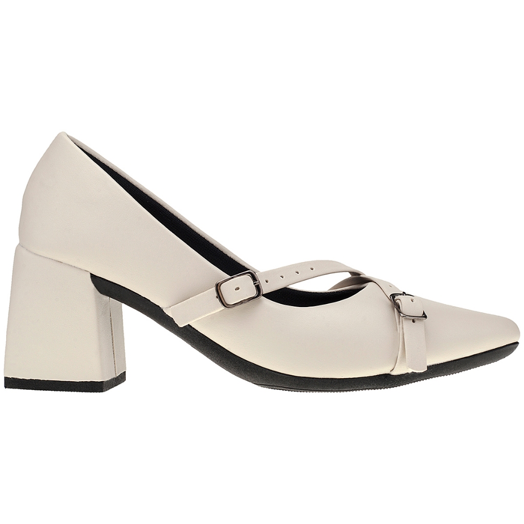 Sapato Boneca Scarpin Salto Feminino Bico Fino Shekinah Tiras Fivela Confortável - Women Shoes
