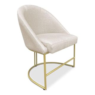 Cadeira Poltrona  Lua VELUDO Bege Base Metálica Industrial Dourado