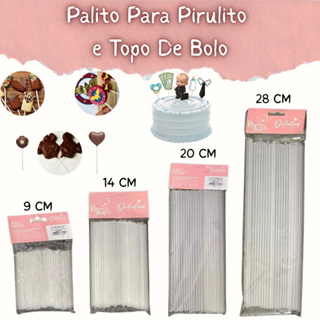 Palito Pirulito Canudo Cristal Transparente Tubo Topo De Bolo Aniversário Tamanhos 9/14/20/28 cm em Oferta na Shopee