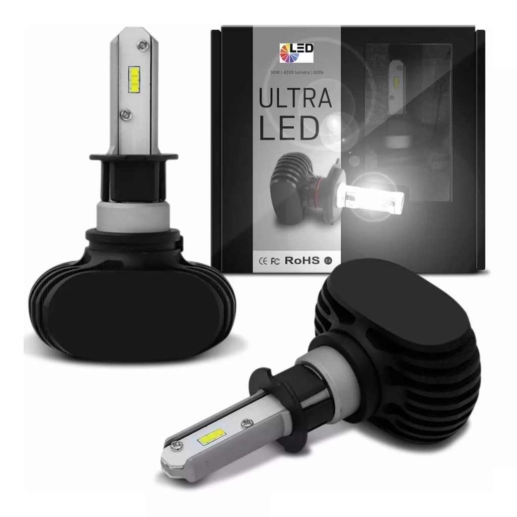 Kit Lampada Ultra Led 6000k 4000LM 50W 12V Reator Embutido Shocklight