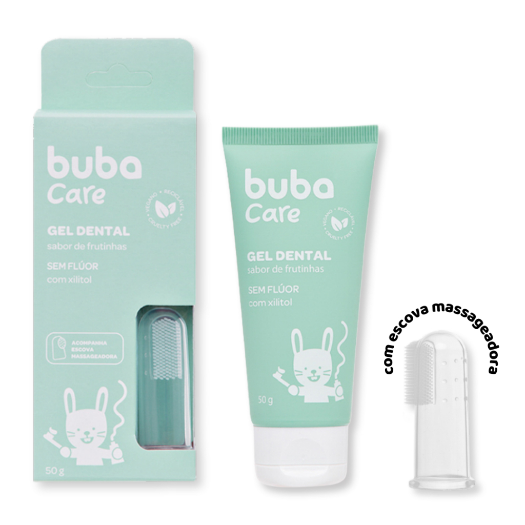 Gel Dental Infantil Sem Flúor com Escova Massageadora Buba Care