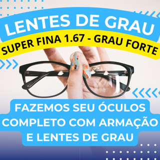 👓Par Lentes 1.67 GRAU FORTE ⭐ Monofocais em óculos - Miopia - Hipermetropia - Astigmatismo em Oferta na Shopee