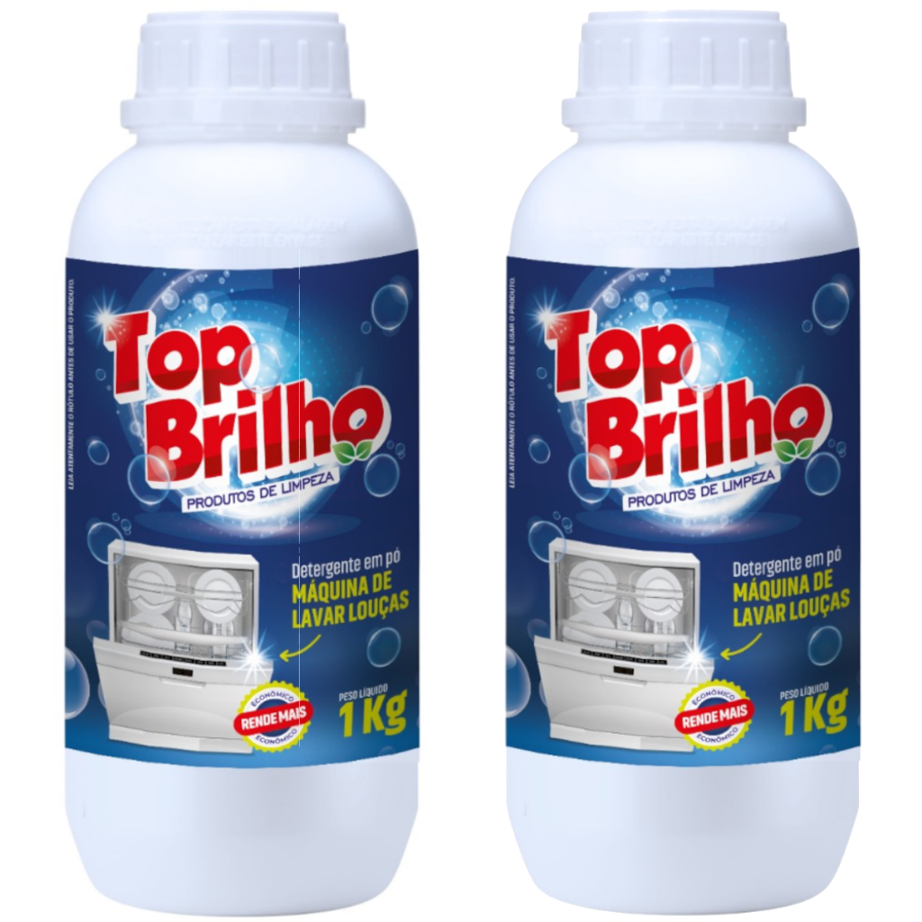 Sabão Detergente Pó Máquina Lavar Louças 2 Kg - Top Brilho