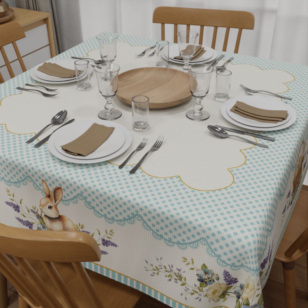 Detalhes do Toalha de Mesa para 4 Lugares Quadrada Decorativa de Páscoa 1,40x1,40m