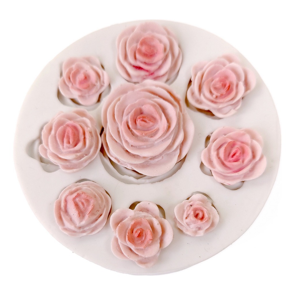 Molde De Silicone Rosas Diversas 9 Cavidades Molde Silicone Artesanato Pasta Americana Biscuit