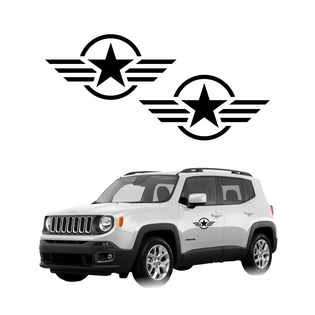 Par Adesivo Moto Militar Jeep Willys Estrela Jeep Renegade