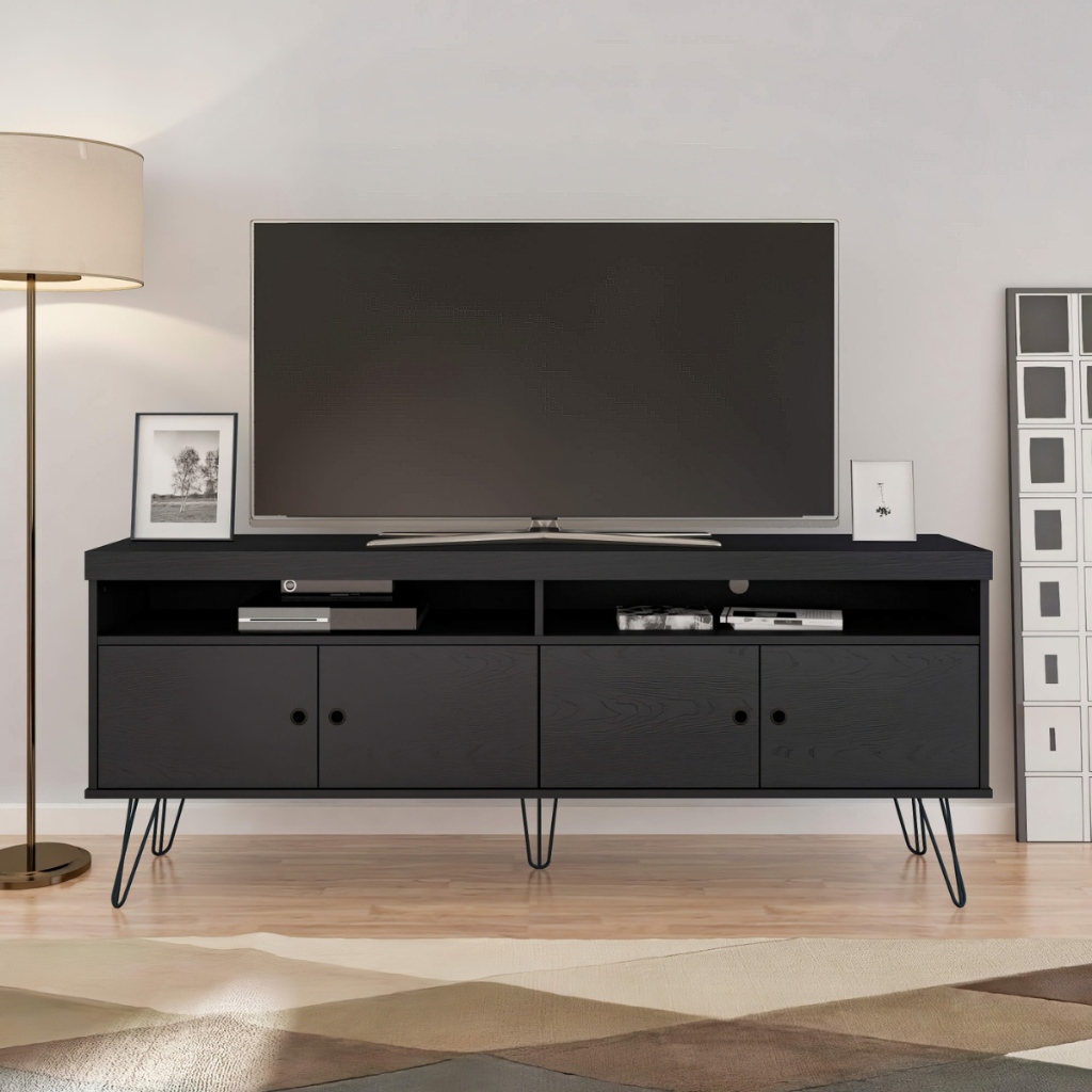 Rack Para Tv até 65" 4 Portas 2 Prateleiras e Nichos Liberty Sala de Estar Decoração
