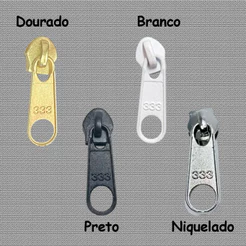 Cursor Número 5 para zíper - 333 & FZP / 100 Peças / Niquelado, Dourado e Branco