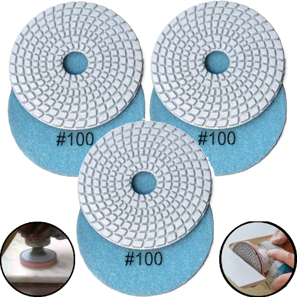 KIT 3 Lixa Diamantada Brilho d Agua Grão 100 Para Mármore Granito Porcelanato Granilite Marmoraria em Oferta na Shopee