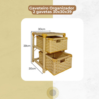 Gaveteiro Sintético Organizador Artesanal em Fibra, Multiuso, com 2 Gavetas 39x30x30 em Oferta na Shopee
