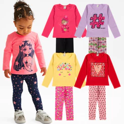 Kit 6 Peças Conjunto Infantil Menina Feminino Meia Estação Frio Inverno