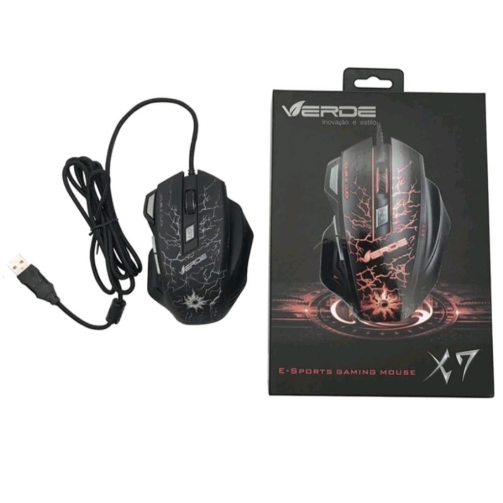 mouse gamer x7 led back light ergonomico  7d verde