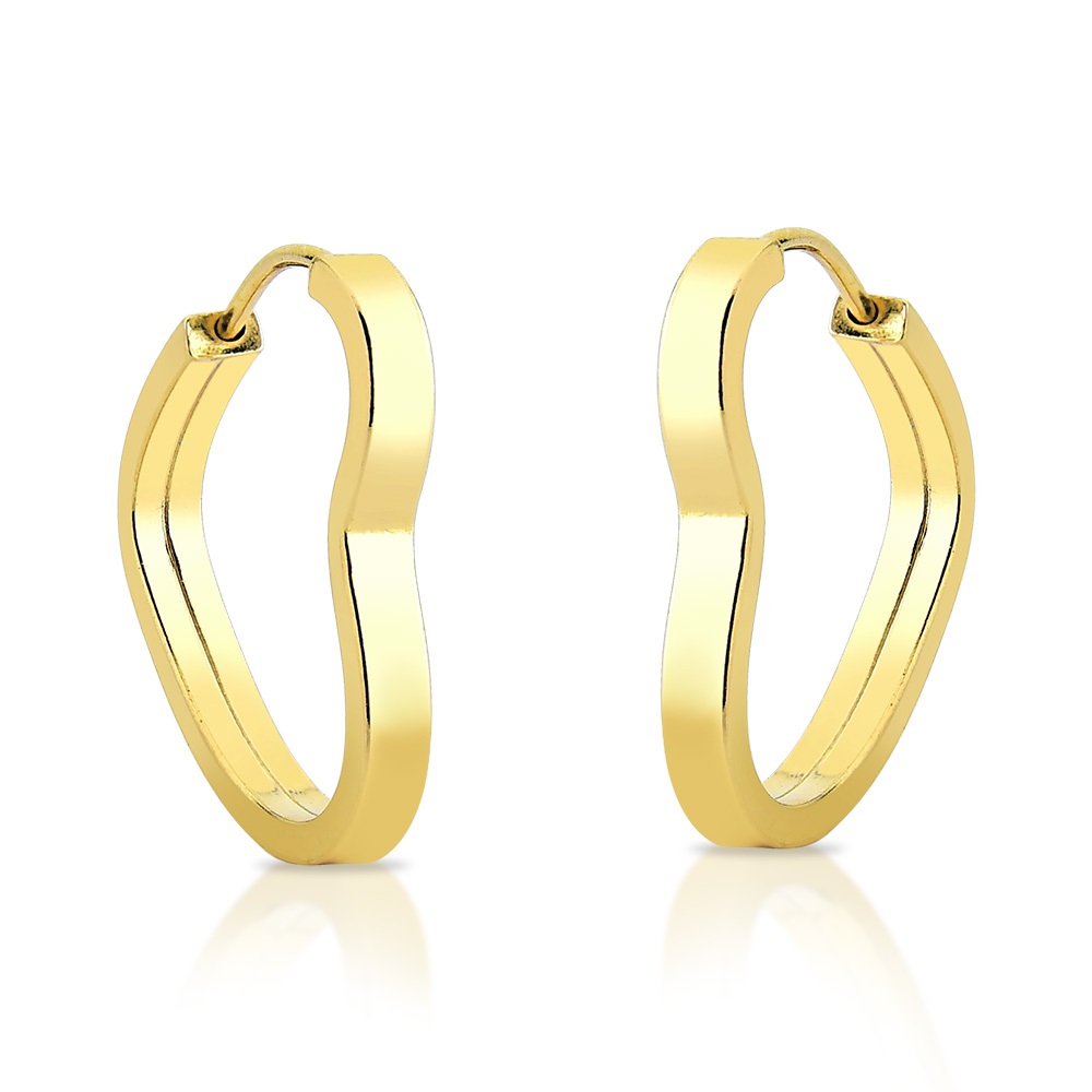 Argola Feminina de Ouro 18k Coração largo grande 2.1cm em Oferta na Shopee