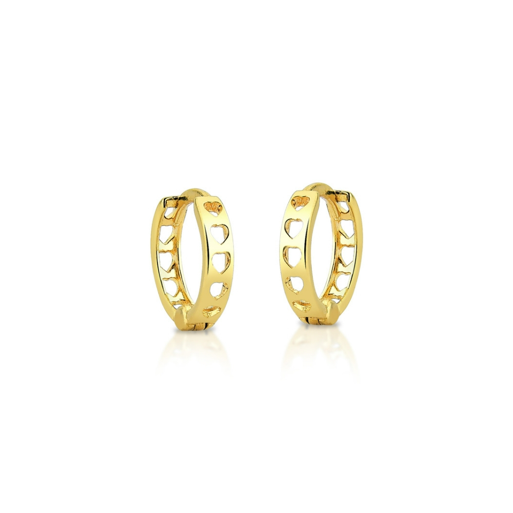 Argola Feminina de Ouro 18k com Corações Vazados em Oferta na Shopee