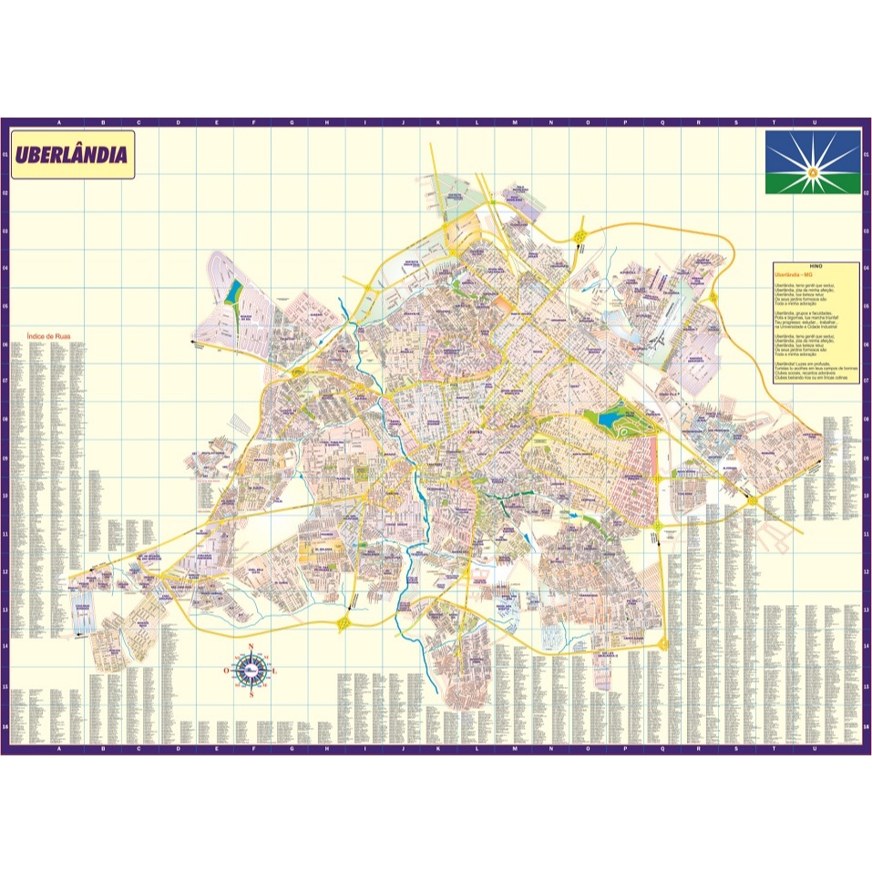 Mapa Geográfico Político e Rodoviário Gigante da Cidade de UBERLÂNDIA MG - Turismo Viagem e Entregas