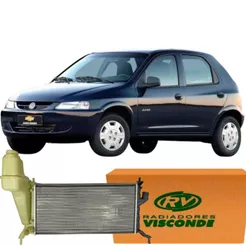 Radiador Original Visconde Gm Celta Gasolina Com Ar Expandido 2000 Á 2005