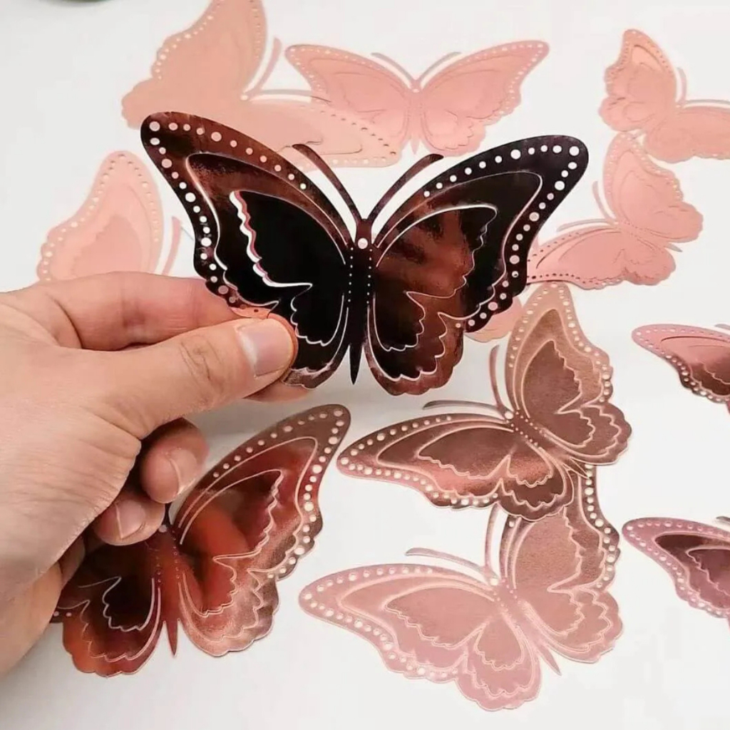 12 Borboleta Metalizada Decorativa 3D Decoração TopoBolo Festa Jardim Aniversário Enfeite Decorativo em Oferta na Shopee
