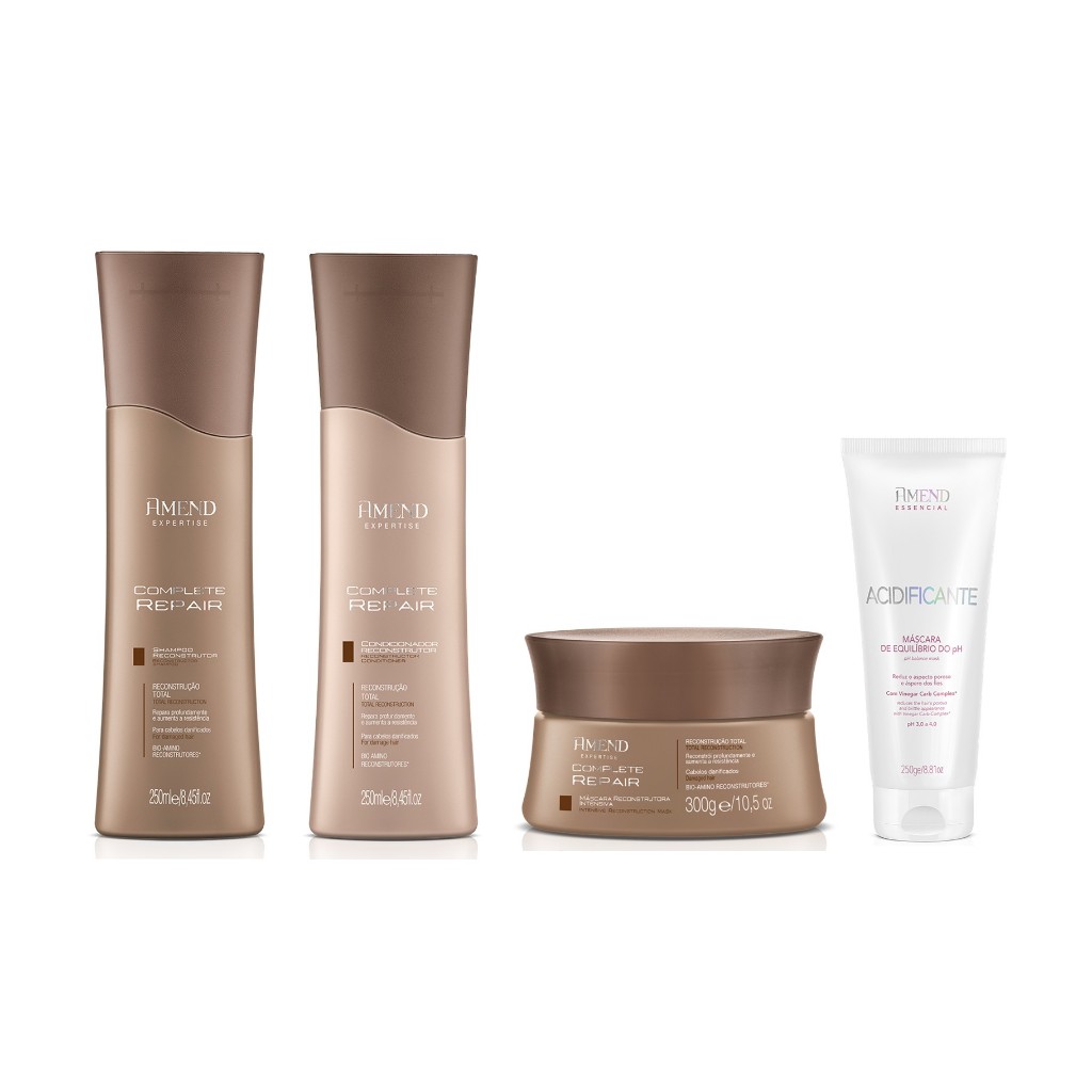 Amend Expertise KIT Complete Repair Sh e Cond 250ml + Másc 300g + Máscara de Equilíbrio do PH 250g em Oferta na Shopee
