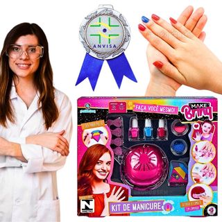 Kit brinquedo manicure cabine de unhas salão beleza infantil testado anvisa esmaltes presente menina
