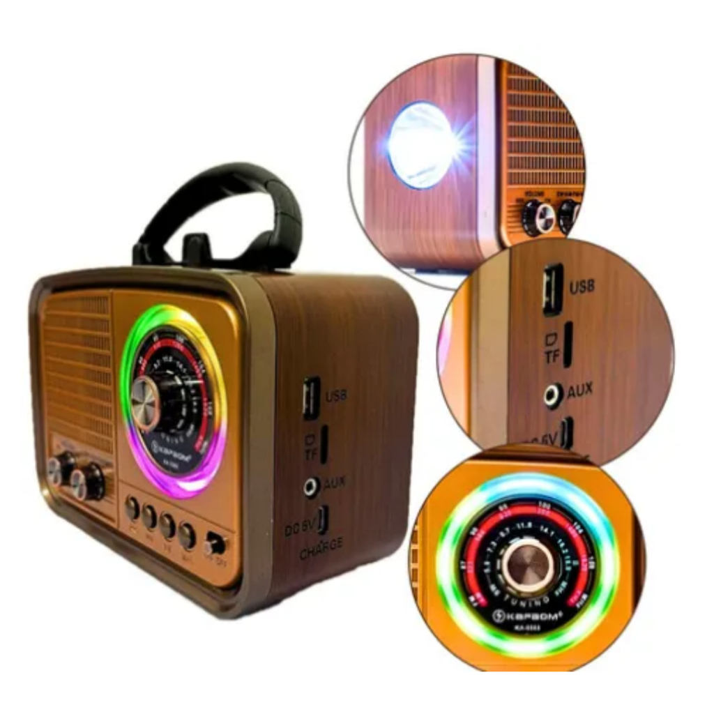 Rádio Retro Com Bluetooth Vintage AM/FM/USB/MP3